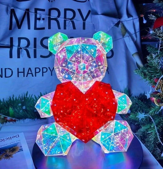 Holographic Glow Teddy Bear Lamp – The Perfect Valentine Gift